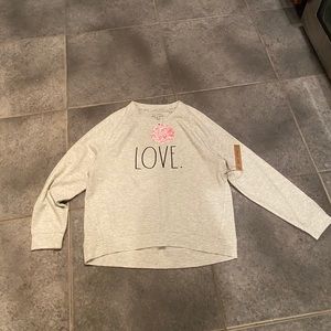 Rae dunn light grey love sweatshirt